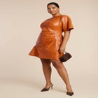 Drapey Faux Leather Mini Dress image number null