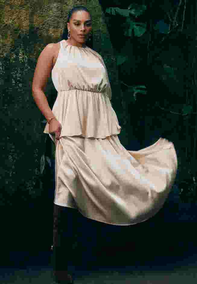 One Sleeve Satin Maxi Dress image number 0