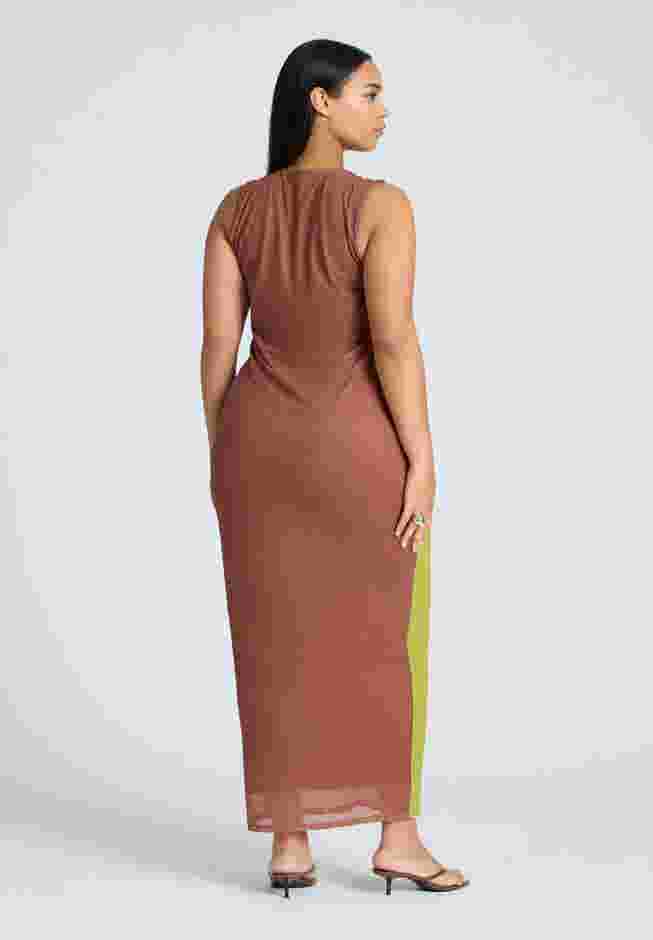Printed Mesh Dress With Shirring image number 2