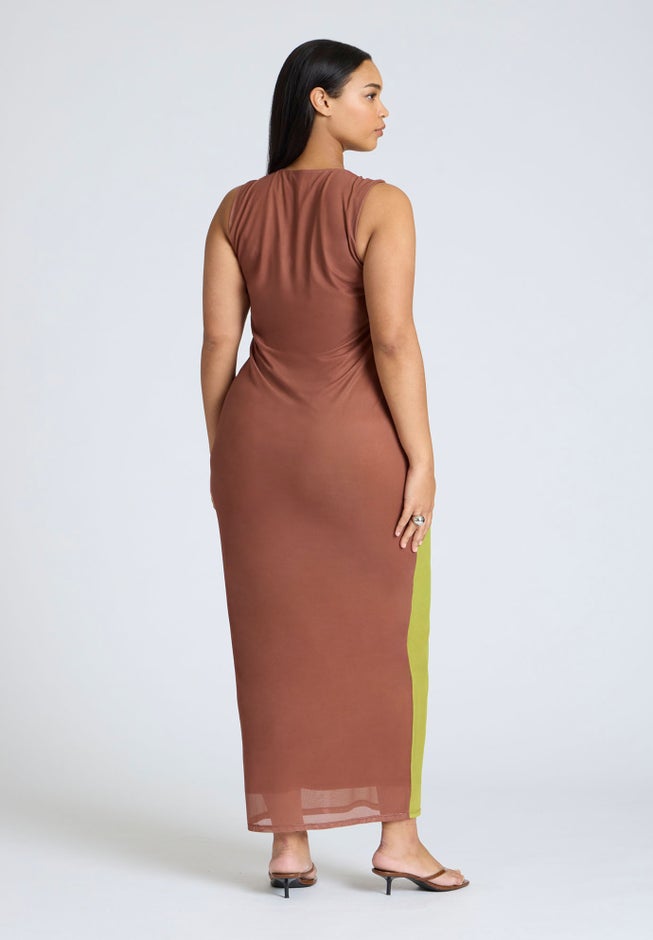 Printed Mesh Dress With Shirring image number 2