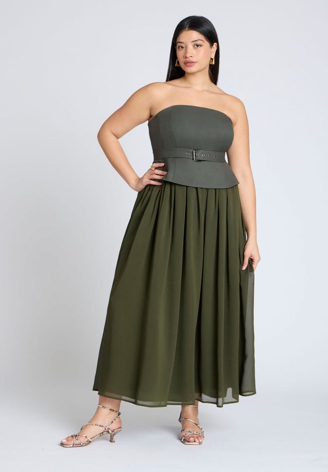 Strapless Flowy Maxi Dress | Dia & Co Strapless Flowy Maxi Dress | Dia & Co