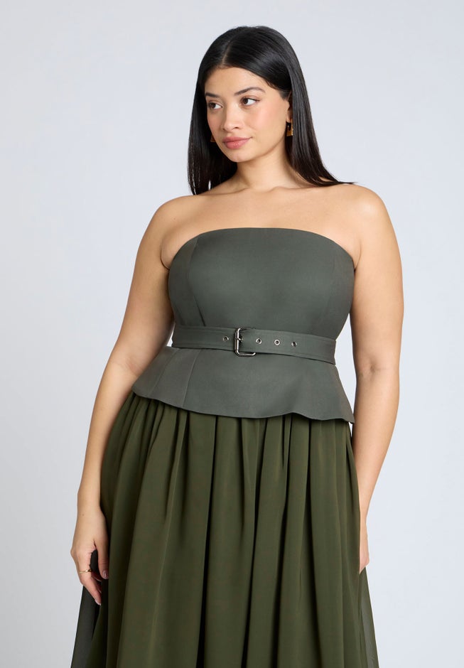 Strapless Flowy Maxi Dress image number null