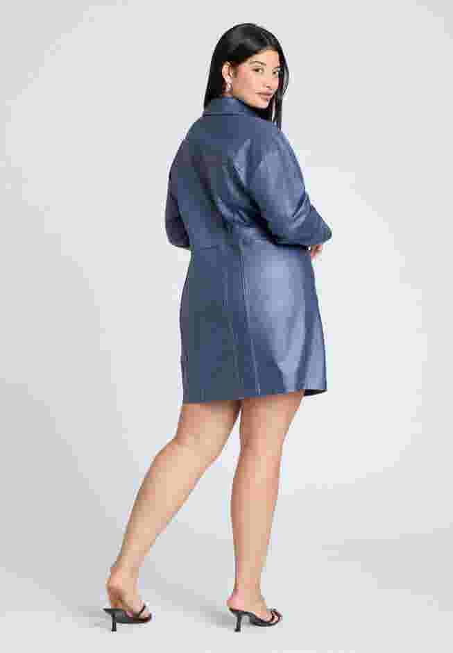 Coated Denim Mini Dress image number 1