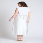 Strong Shoulder Satin Skirt Dress image number null