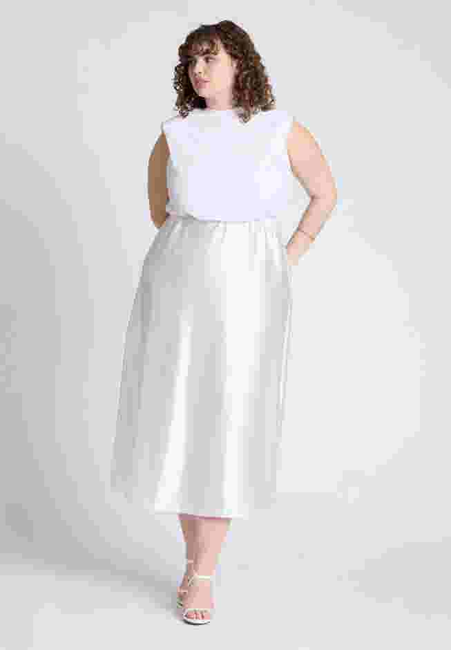 Strong Shoulder Satin Skirt Dress image number 0