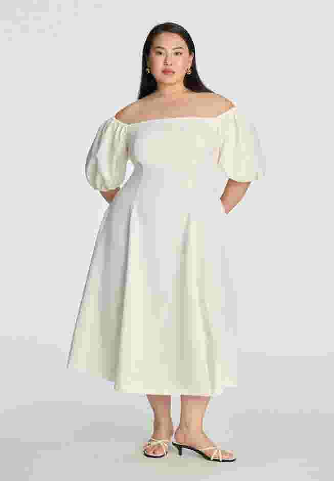 Off The Shoulder Puff Sleeve Midi Dress image number 0