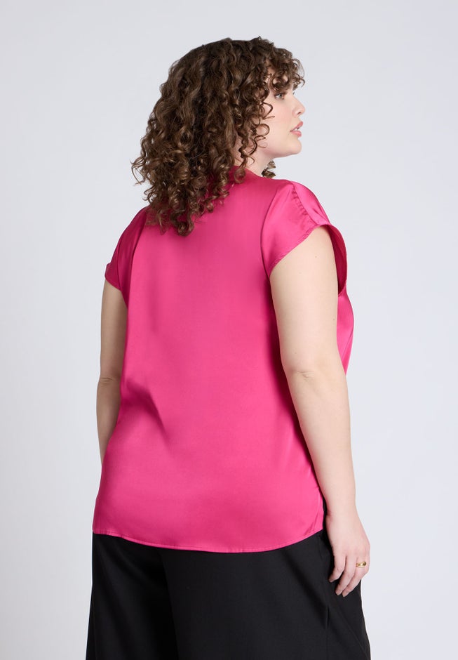 Satin Notch Collar Blouse image number 1