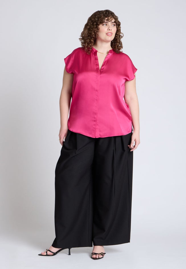 Satin Notch Collar Blouse image number 2