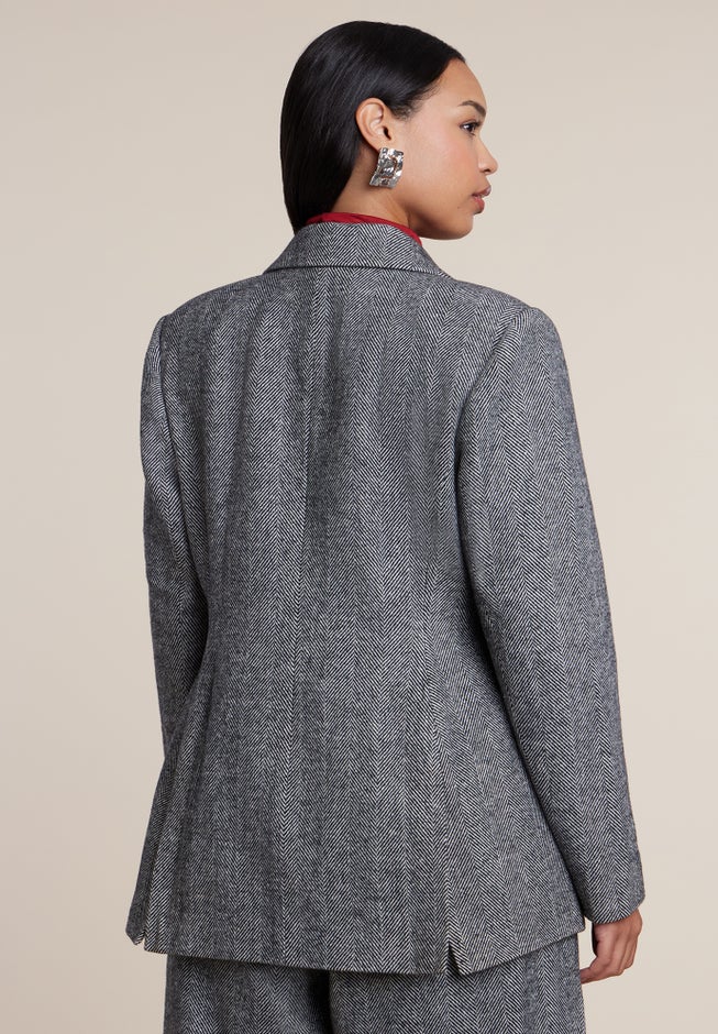 Double-Breasted Herringbone Blazer image number 1