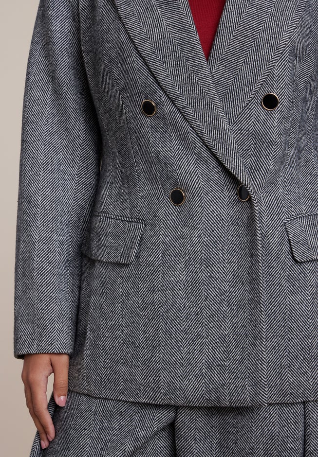 Double-Breasted Herringbone Blazer image number 3