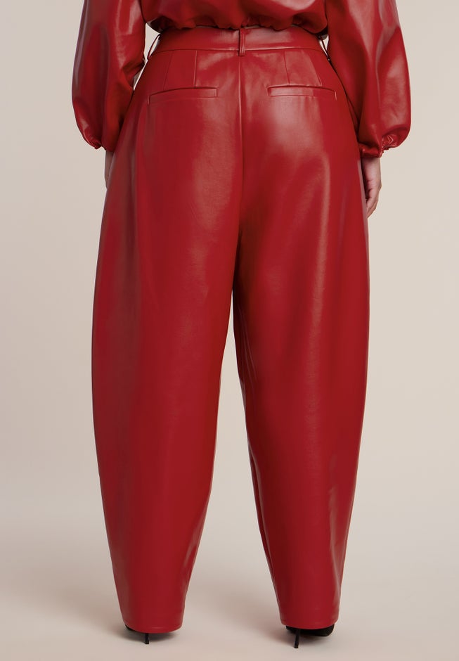 Faux Leather Barrel-Leg Pant image number 2