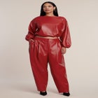 Faux Leather Barrel-Leg Pant image number 0