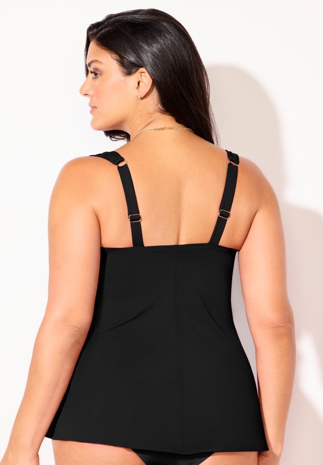 Bra Sized Drape Front Lightweight Underwire Tankini Top image number 6