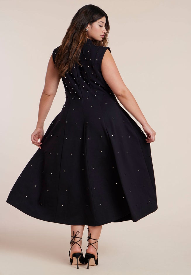 Stud Detail Ponte Midi Dress image number 1