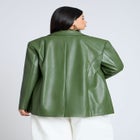 Boxy Faux Leather Blazer image number null