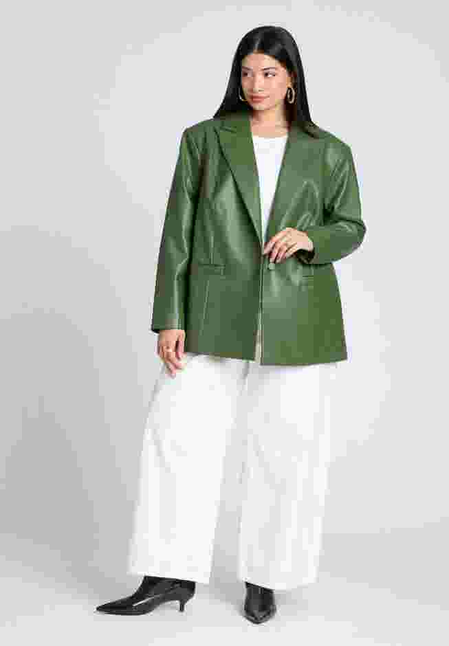 Boxy Faux Leather Blazer image number 2