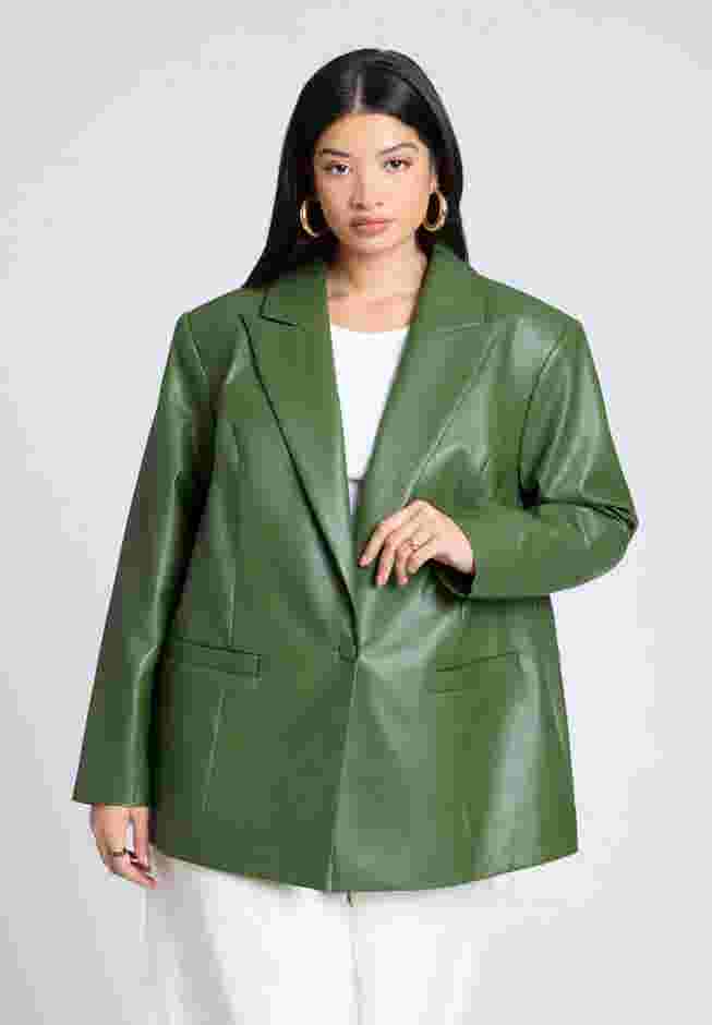 Boxy Faux Leather Blazer image number 0