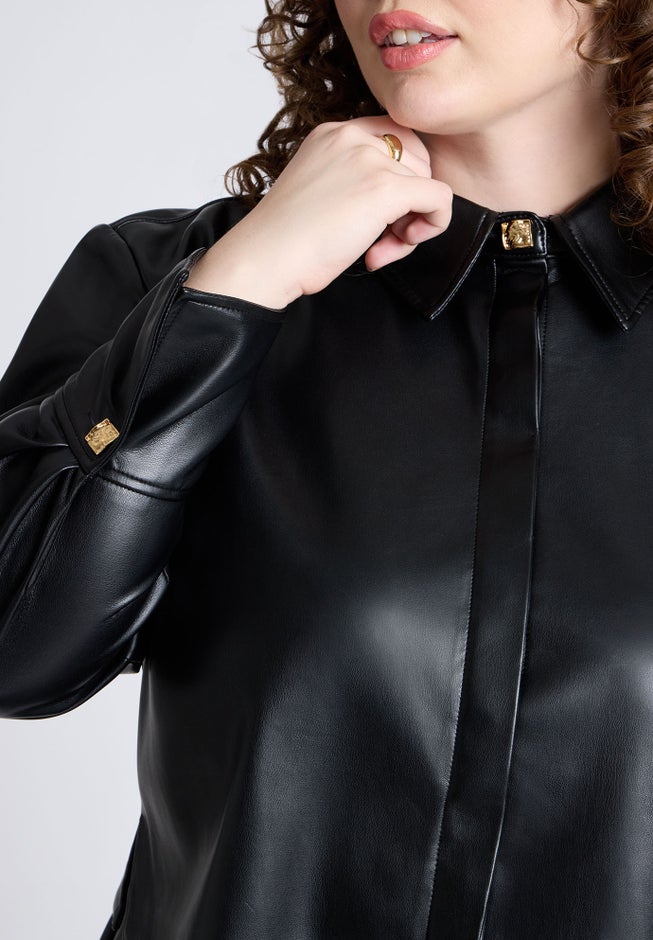 Faux Leather Boxy Top image number 2