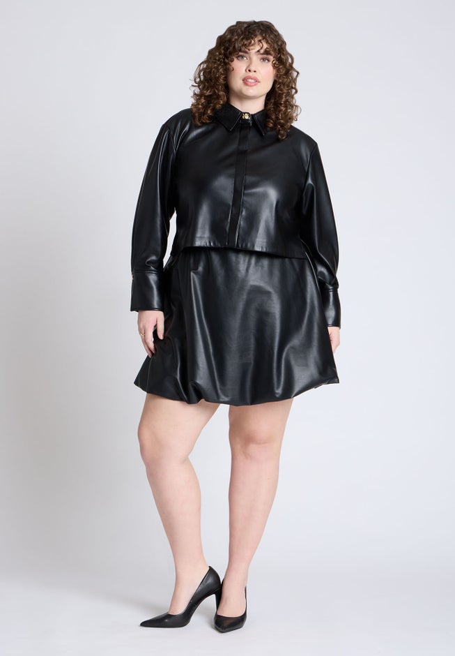 Faux Leather Boxy Top image number 3