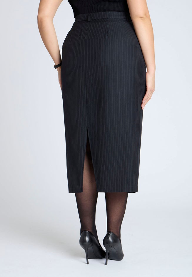 Pinstripe Column Midi Skirt image number null