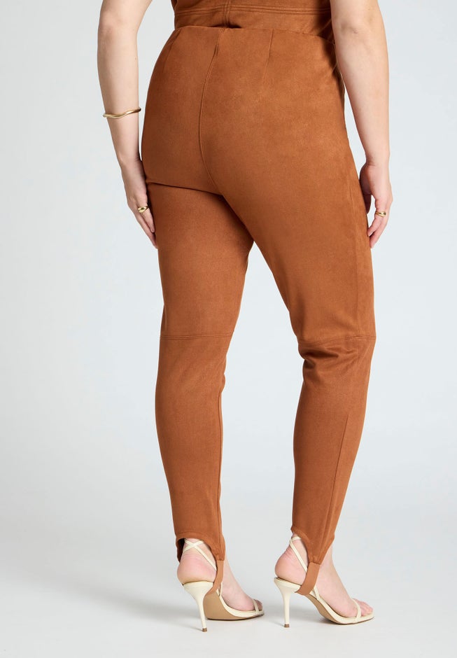 Faux Suede Leggings With Stirrups image number 2