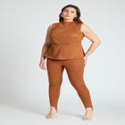 Faux Suede Leggings With Stirrups image number null