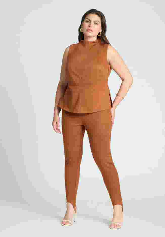 Faux Suede Leggings With Stirrups image number 0