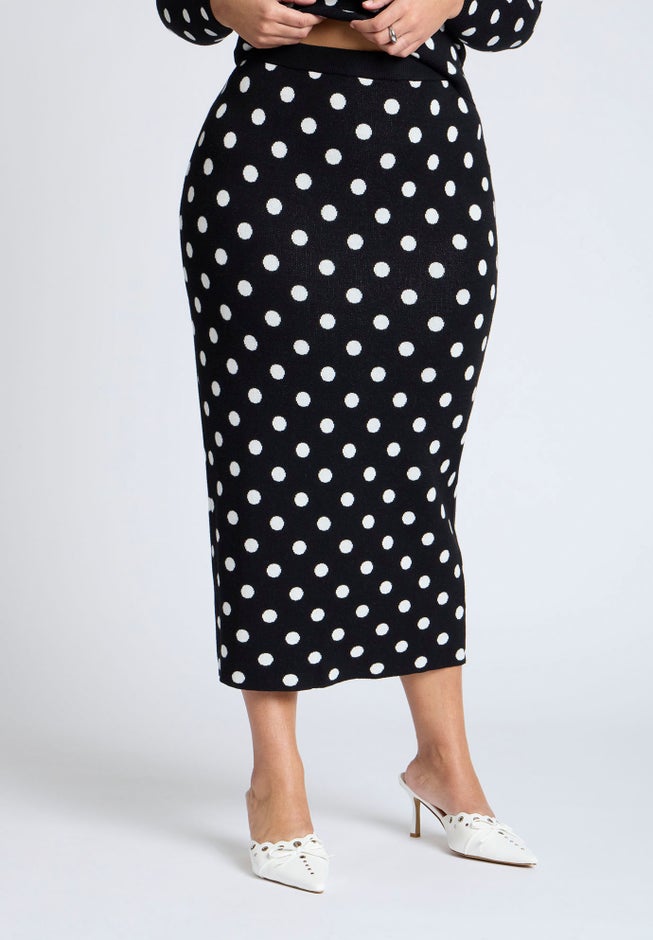 Polka Dot Sweater Midi Skirt image number 1