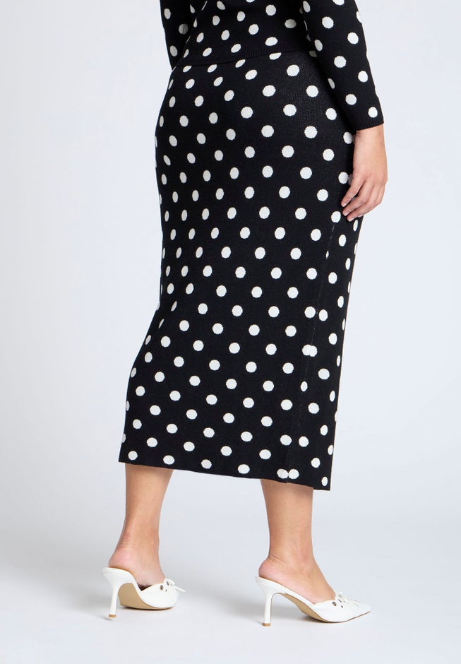 Polka Dot Sweater Midi Skirt image number 2