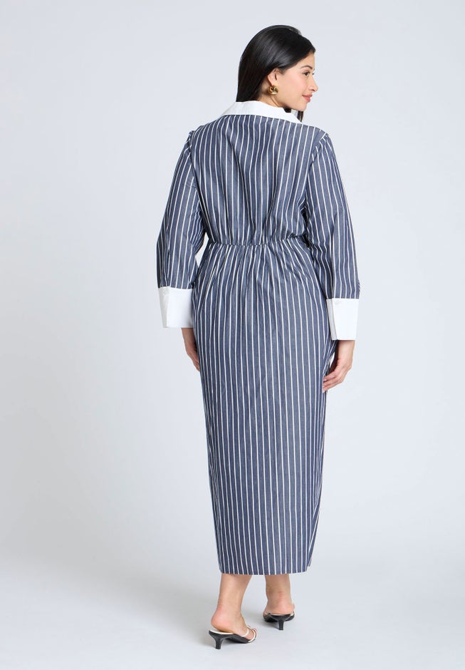Striped Midi Shirt Dress image number 1