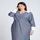 Striped Midi Shirt Dress image number null