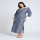 Striped Midi Shirt Dress image number null