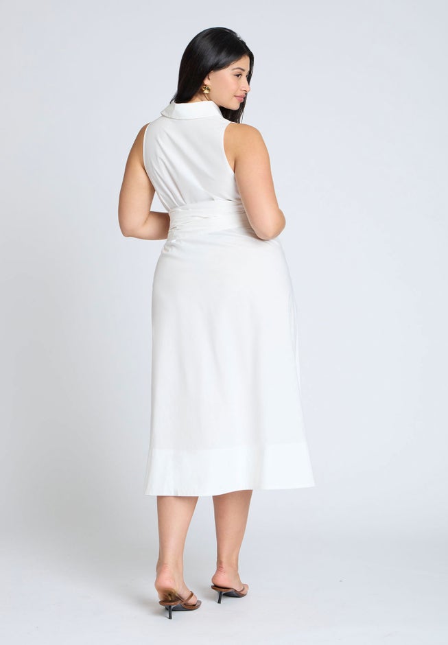 Tie Front Poplin Midi Dress image number null