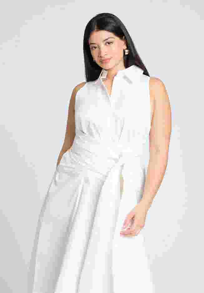 Tie Front Poplin Midi Dress image number 3