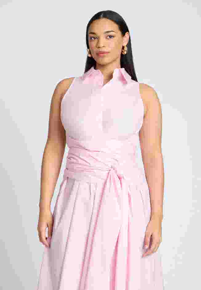Tie Front Poplin Midi Dress image number 2