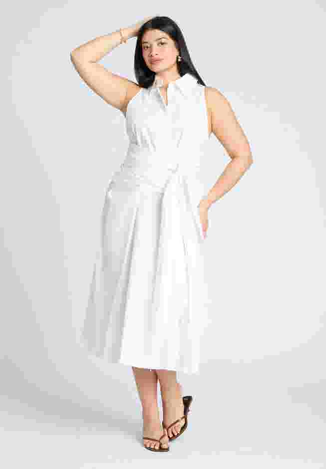 Tie Front Poplin Midi Dress image number 0