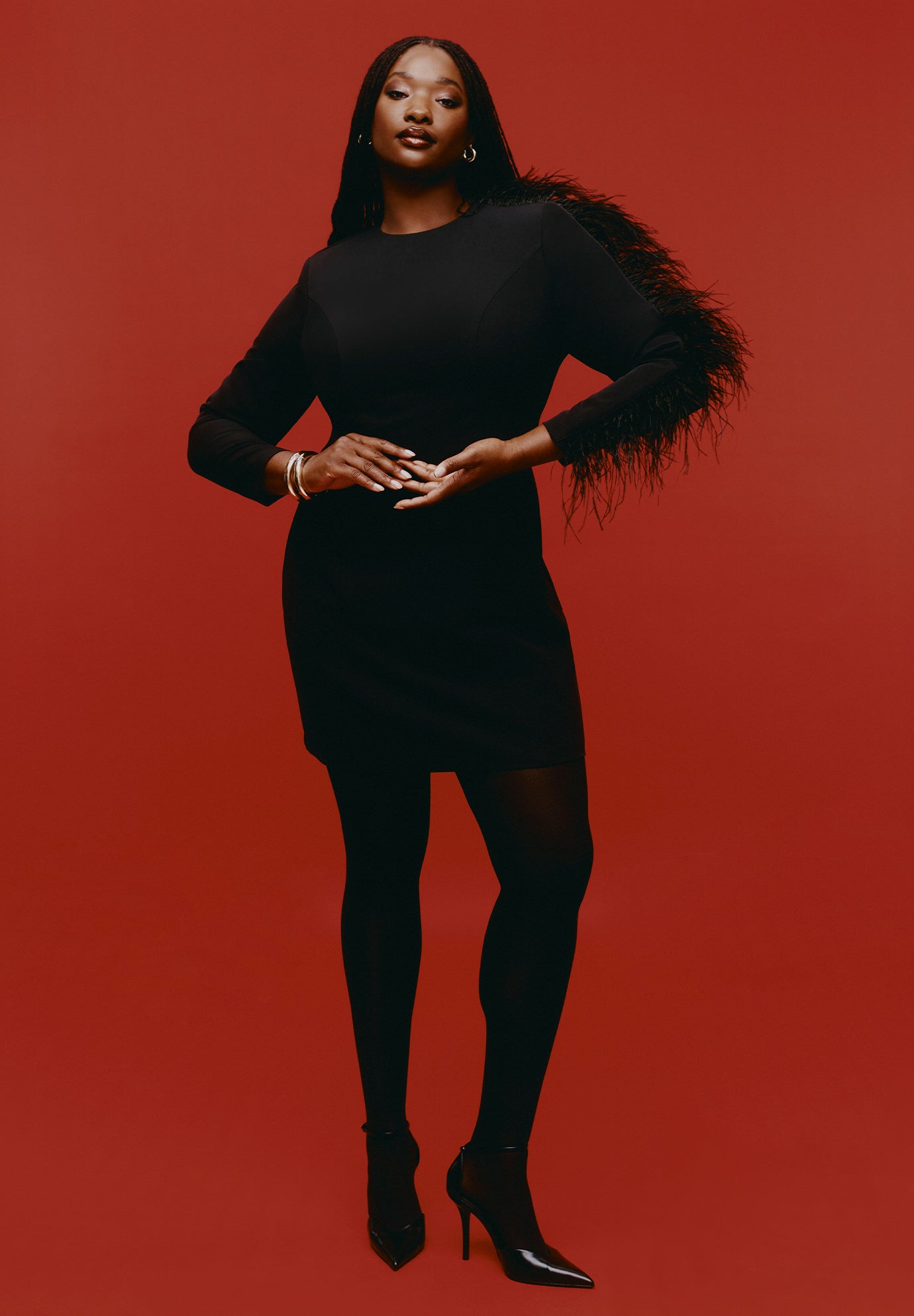  Feather Sleeve Mini Dress image number 0