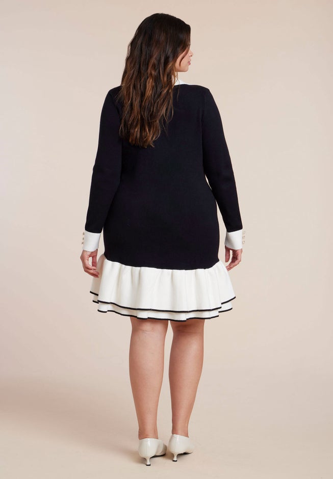  Contrast Tipping Flounce Mini Dress image number 1