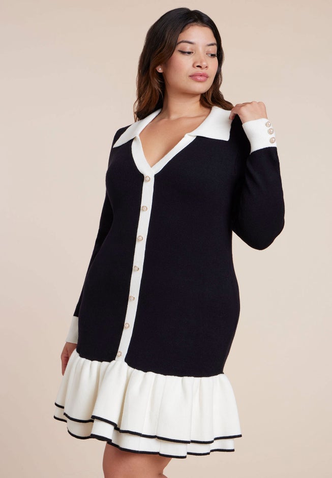  Contrast Tipping Flounce Mini Dress image number 2