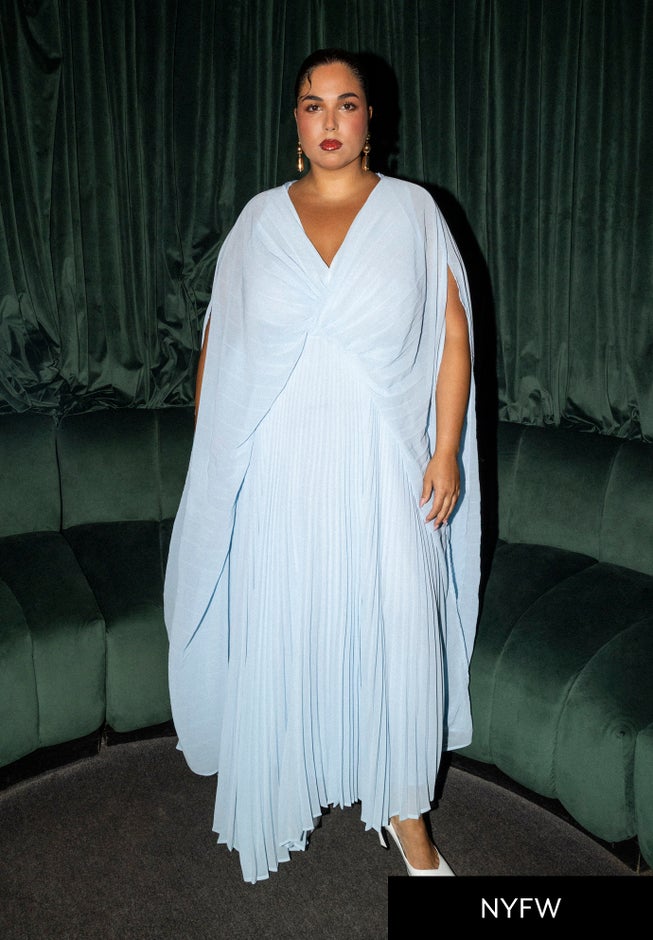 Pleated Cape Gown image number 0