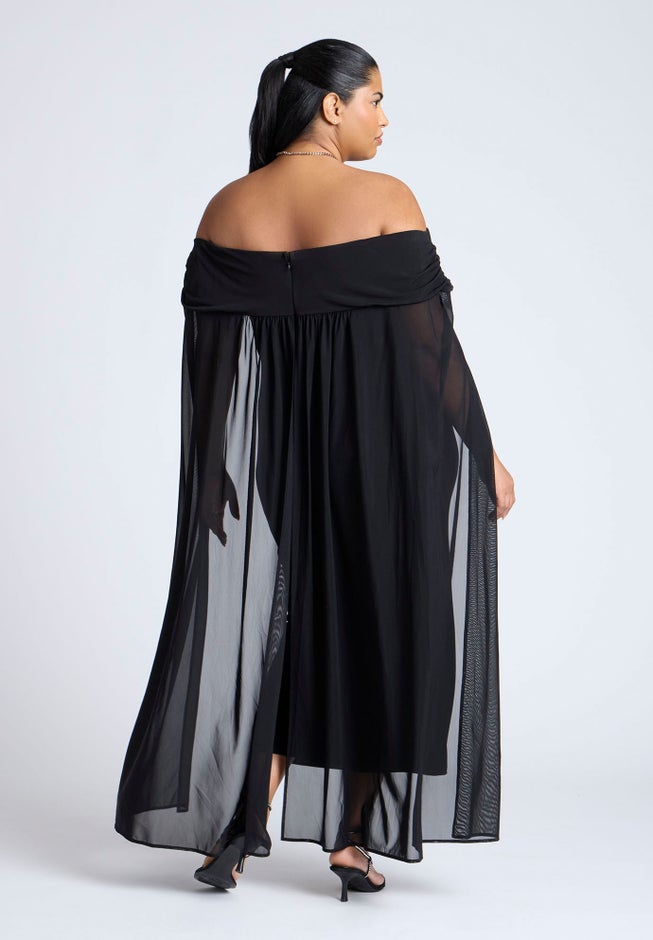 Off The Shoulder Cape Gown image number 1