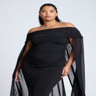 Off The Shoulder Cape Gown image number null