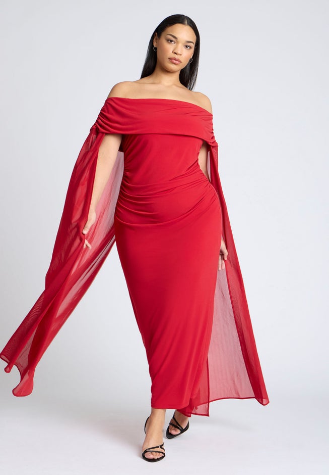 Off The Shoulder Cape Gown image number 3