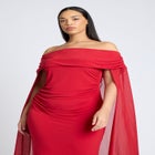 Off The Shoulder Cape Gown image number null