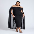 Off The Shoulder Cape Gown image number null