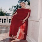 Off The Shoulder Cape Gown image number null