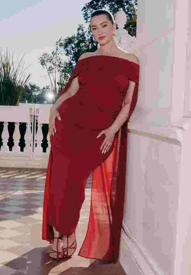 Off The Shoulder Cape Gown image number 0