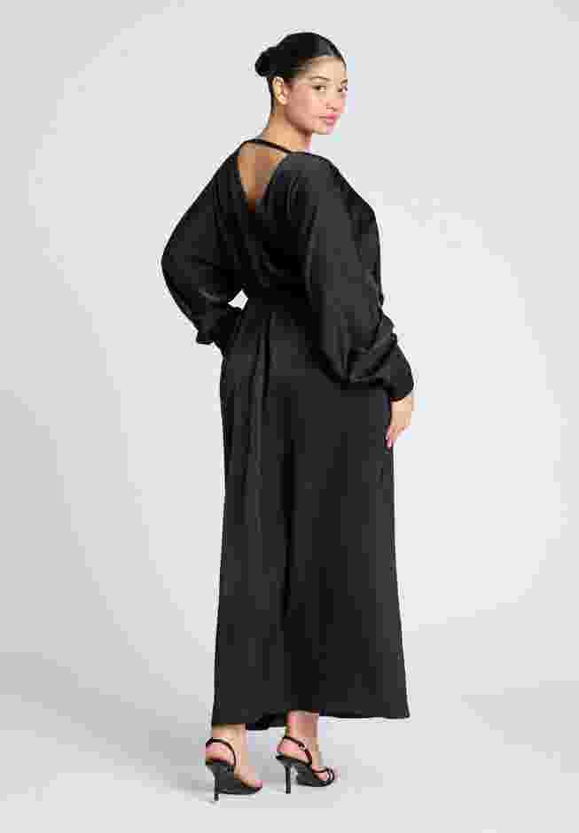 Dramatic Sleeve Satin Column Dress image number 1