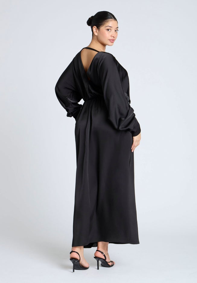 Dramatic Sleeve Satin Column Dress image number 1