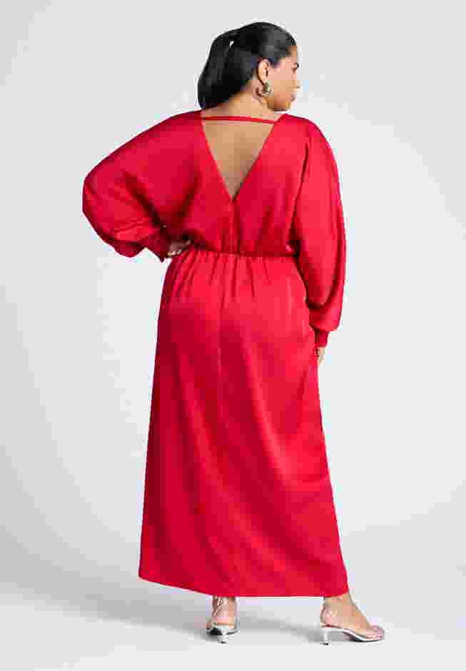 Dramatic Sleeve Satin Column Dress image number 2
